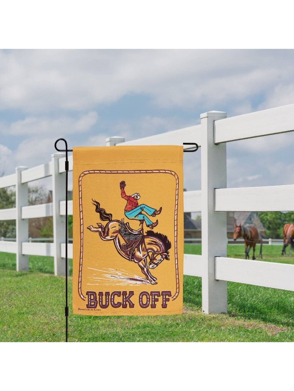New Buck Off Western Garden Flag Cowboy Rodeo Double Sided Ranch Decor